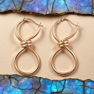 Minimalist Infinity Hoop Earrings 18K Rose Gold Plated Stainless Steel Modern